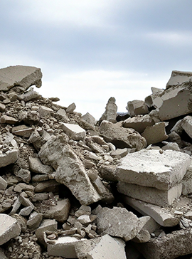 Construction debris and rubble