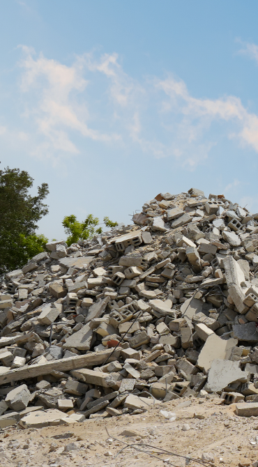 Tall demolition pile