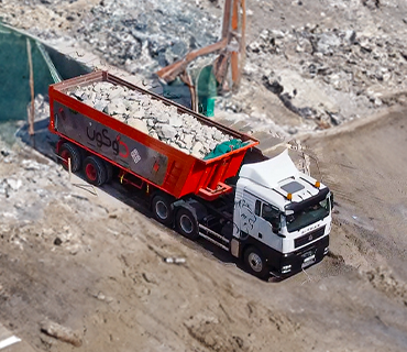 Truck carrying debris