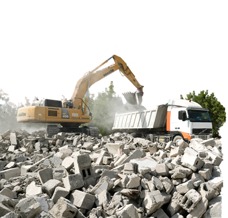 Excavator and Truck
